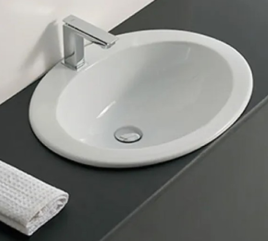 Lavabo da incasso soprapiano in ceramica bianca