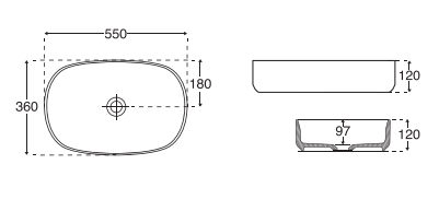 Lavabo da appoggio in ceramica bianca modello Infinity 55