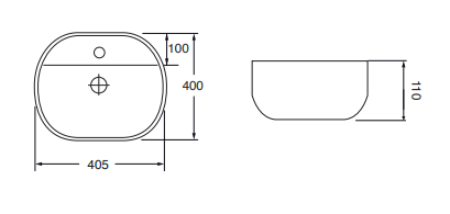 Lavandino da appoggio in ceramica bianca con foro modello Drv 40