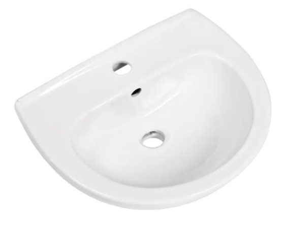 Lavabo a parete tondo in ceramica bianca da 45 cm