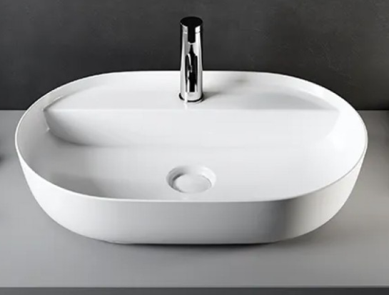 Lavabo da appoggio in ceramica bianca con foro modello Drv 60