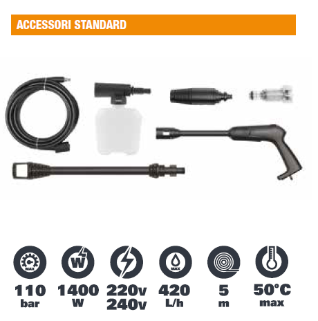 Idropulitrice ad alta pressione RX1 110 bar 1400 W