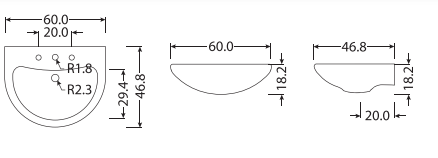 Lavabo in ceramica bianca serie Orchidea (colonna esclusa) 60 cm
