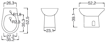 Bidet a terra in ceramica bianca serie Orchidea