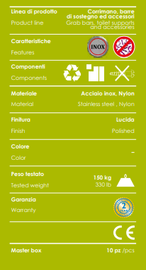 Corrimano a 90° sinistro satinato 30x60 cm