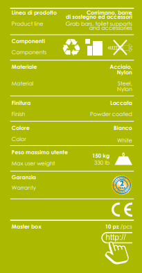 Corrimano a 90° sinistro laccato nero 30x60 cm