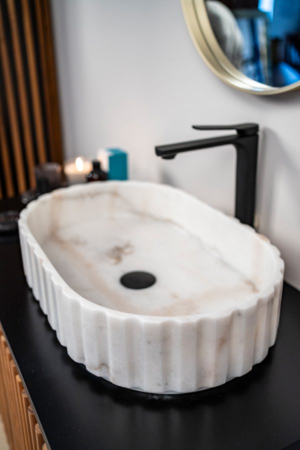 Moon White Lavabo 55 x 35 x 12 h cm Marmo bianco