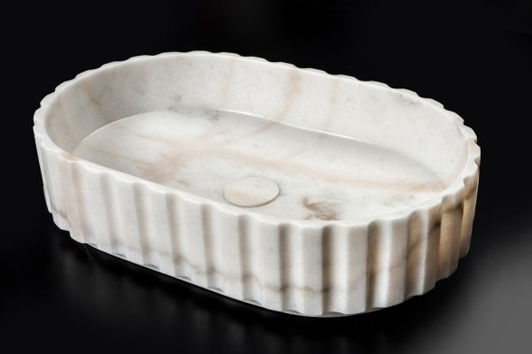 Moon White Lavabo 55 x 35 x 12 h cm Marmo bianco