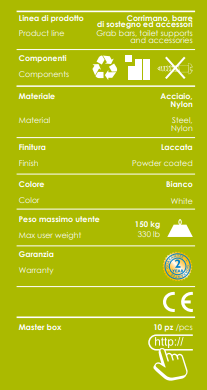 Corrimano lineare laccato nero 45 cm