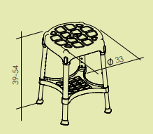 Sgabello da bagno rotondo regolabile nero con ripiano porta oggetti