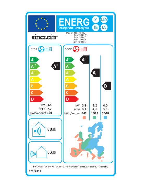 Condizionatore monosplit Sinclair serie Marvin 12000 btu - interna bianca