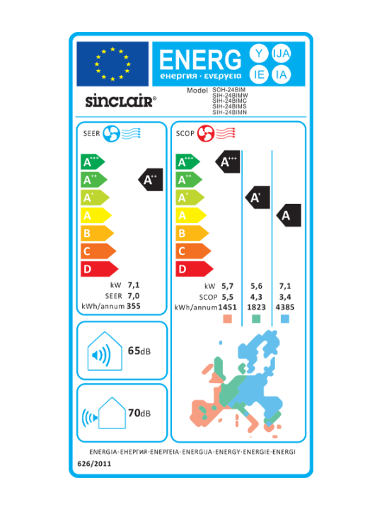 Condizionatore monosplit Sinclair serie Marvin 24000 btu - interna blu navy
