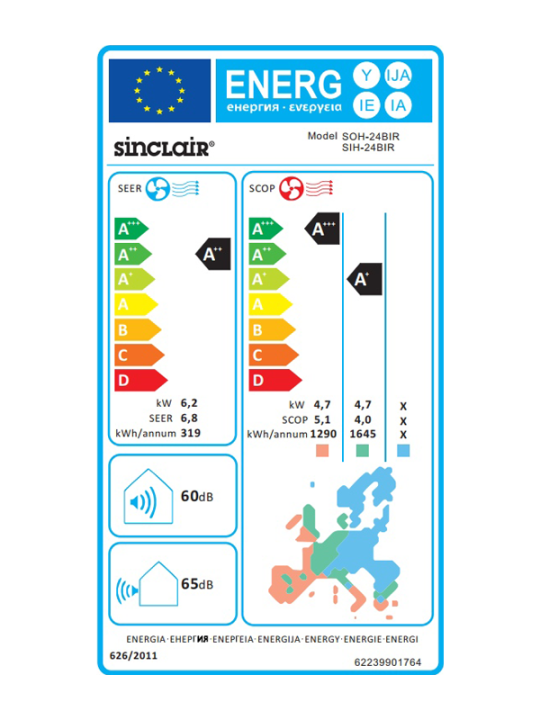 Condizionatore monosplit Sinclair serie Ray 24000 btu