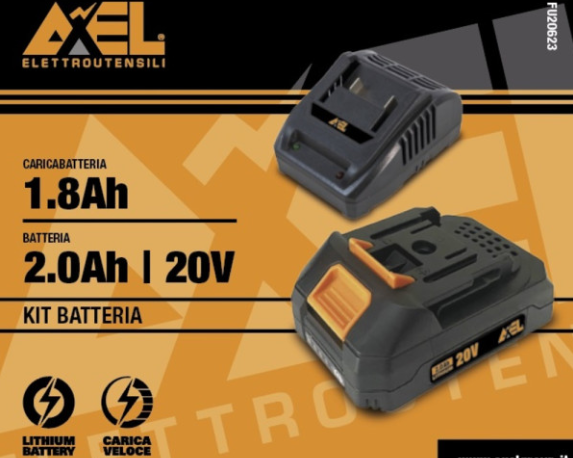 Kit batteria + caricabatteria litio 20V 2.0 Ah