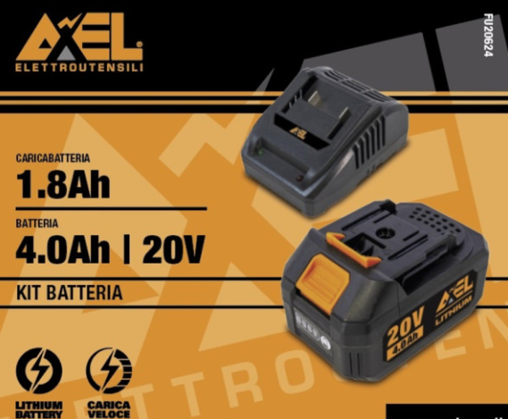 Kit batteria + caricabatteria litio 20V 4.0 Ah