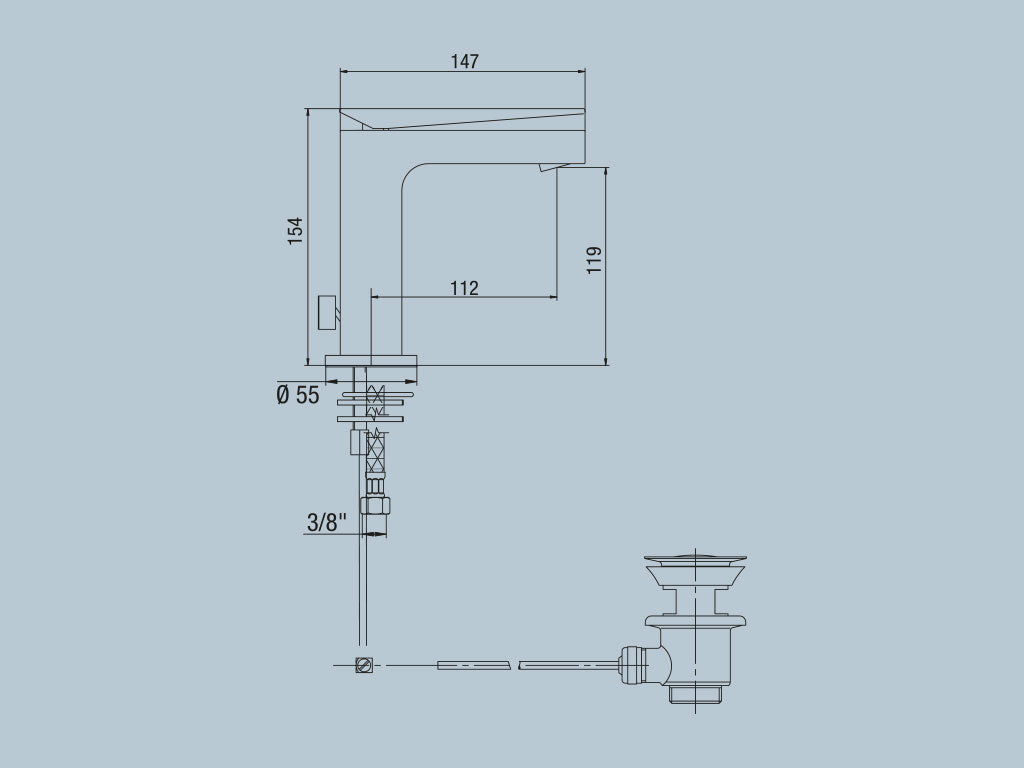 Rubinetto lavabo monoforo con scarico 1”1/4 JACUZZI . mod BEAM