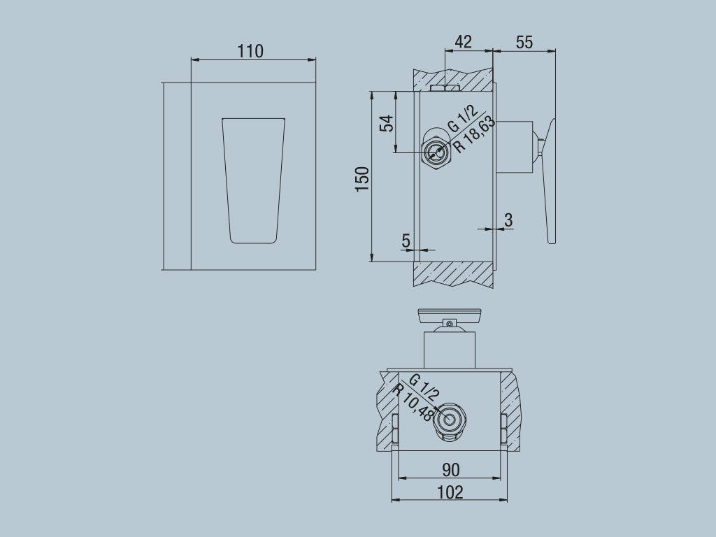 Miscelatore doccia da incasso JACUZZI . mod BEAM