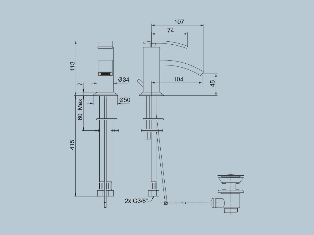 Rubinetto bidet monoforo con scarico 1”1/4 JACUZZI . mod GLINT