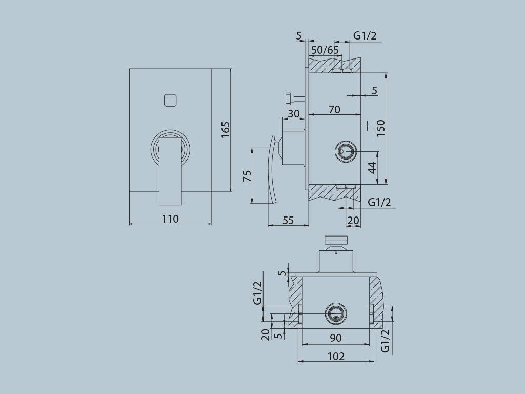 Miscelatore doccia incasso c/deviatore JACUZZI . mod GLINT