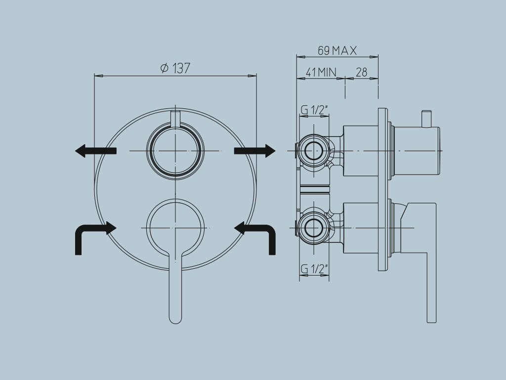 Miscelatore doccia incasso con deviatore JACUZZI . mod SUNSET