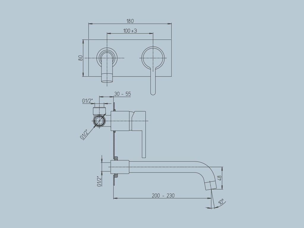 Rubinetto lavabo a muro con piastra JACUZZI . mod SUNSET