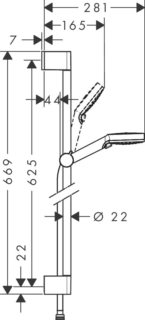Set doccia Vario con asta doccia 65 cm (saliscendi) HANSGROHE mod. Crometta