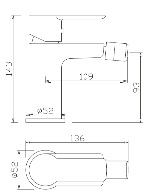 Rubinetto per bidet con scarico automatico 1.1/4 MIXTECH. mod SEVEN