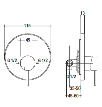 Miscelatore incasso doccia tonda