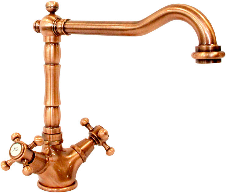 GRUPPO MONOFORO LAVELLO CON CANNA ANTICATA ORIENTABILE RAME GABOLI LUIGI - MOD. DUETTO