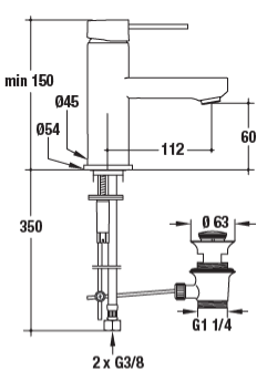 Rubinetto lavabo tonda automatico 1.1/4
