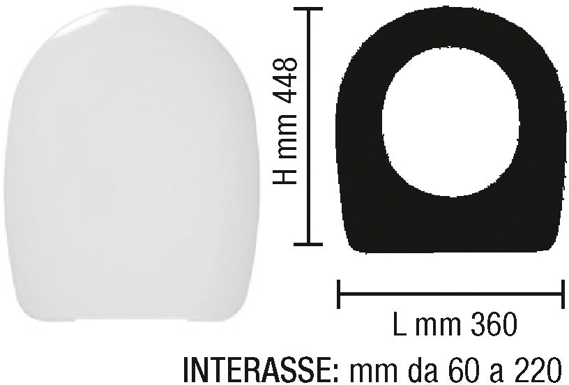 Tavoletta WC adattabile - X:360mm - Y:448mm - Z:160-220mm