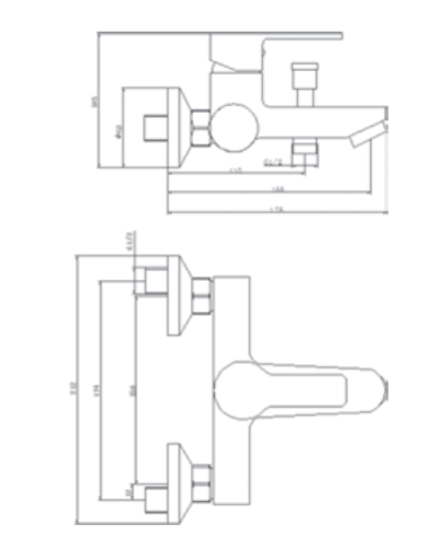 Rubinetto per vasca con doccino MIXTECH. mod VIRTUS