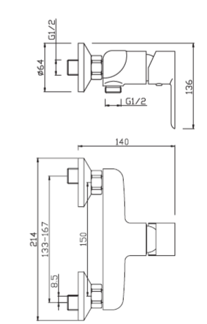 Miscelatore doccia esterno MIXTECH. mod VIRTUS
