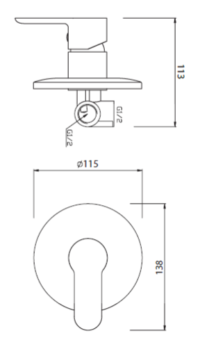 MISCELATORE INCASSO DOCCIA MIXTECH. mod VIRTUS