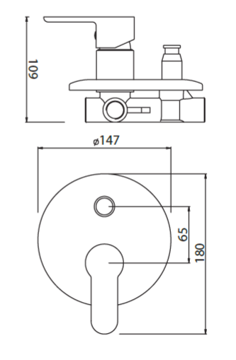 Miscelatore incasso doccia con deviatore MIXTECH. mod VIRTUS