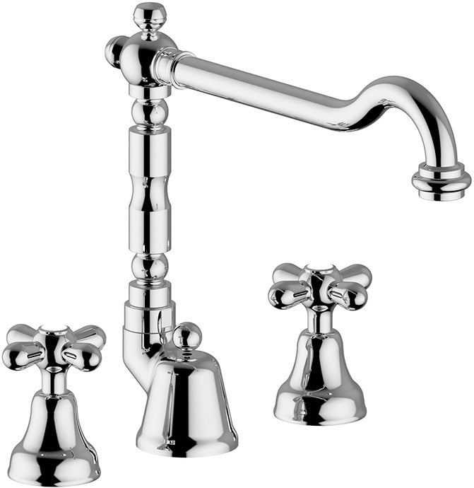 Rubinetto Lavabo 3 fori bocca tubo con scarico automatico 1.1/4 MIXTECH.mod SCIROCCO