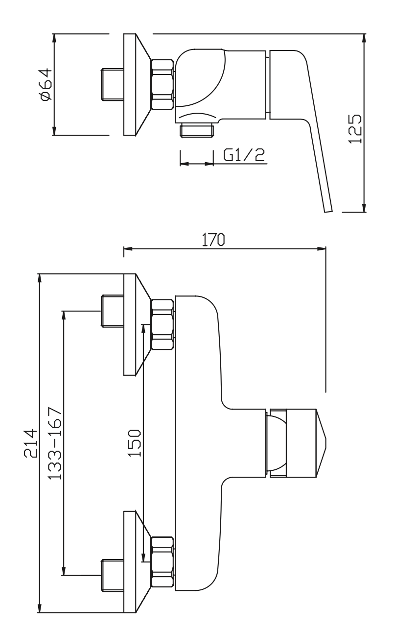 Rubinetto per doccia senza accessori MIXTECH.mod VENUS