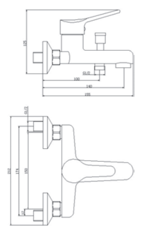 Rubinetto per Vasca con doccino MIXTECH.mod MIDI