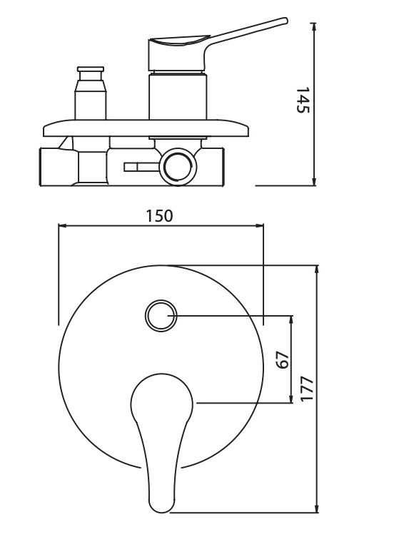 Rubinetto Incasso doccia con deviatore MIXTECH mod MIDI