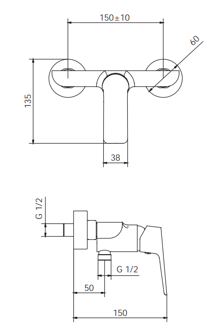 Rubinetto doccia senza accessori MIXTECH.mod STELLA -