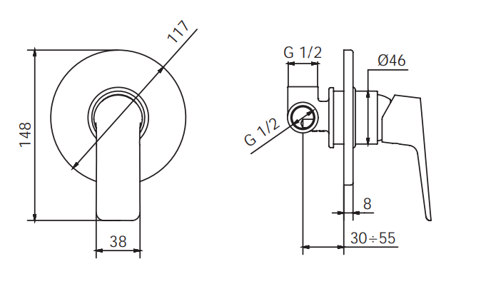 Rubinetto Incasso doccia MIXTECH.mod STELLA -