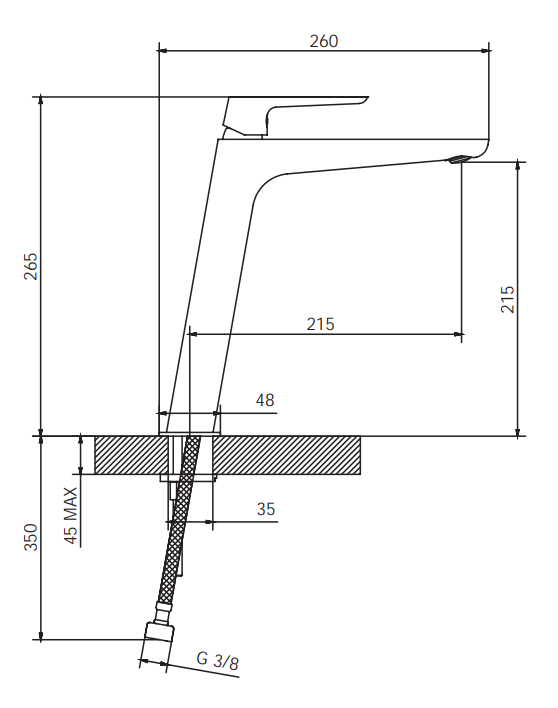 Rubinetto Lavabo alto con piletta click-clack MIXTECH.mod STELLA