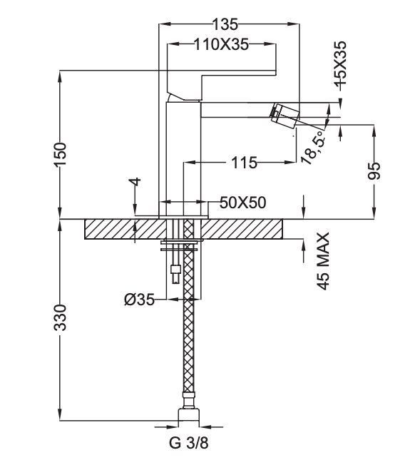 Rubinetto per Bidet con scarico automatico 1.1/4 MIXTECH.mod AURORA
