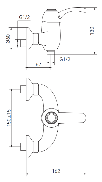Rubinetto doccia senza accessori MIXTECH.mod BORA