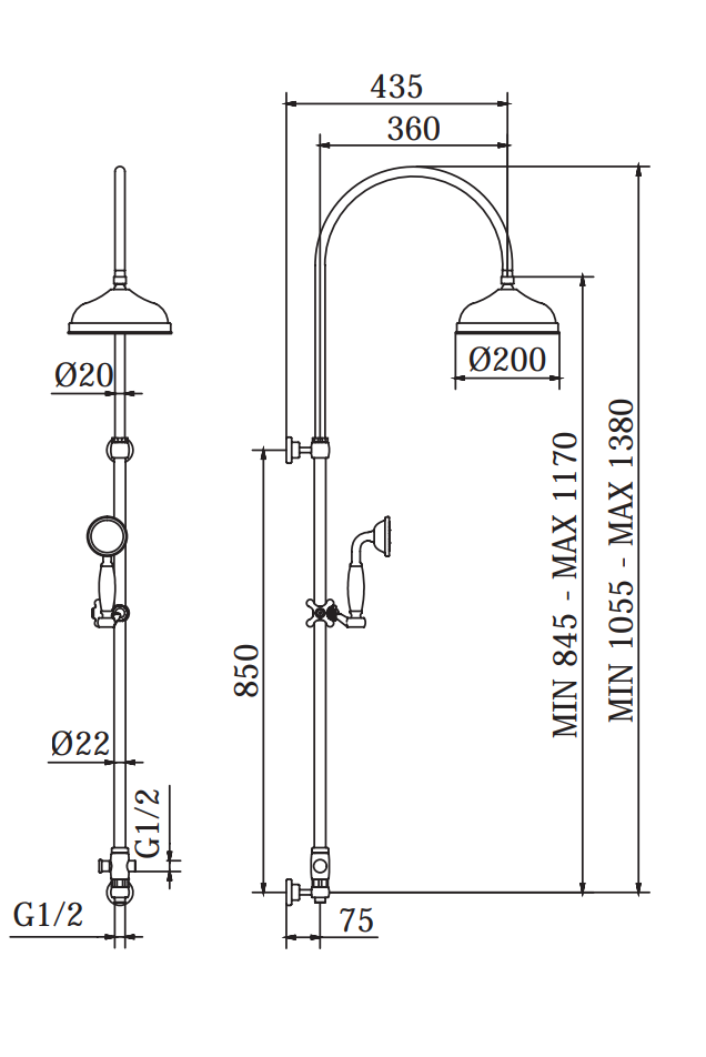 Colonna doccia senza miscelatore MIXTECH.mod BORA