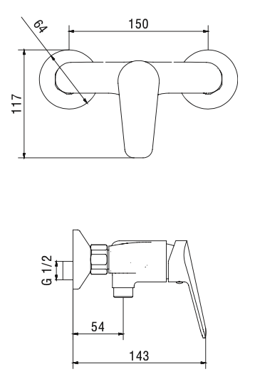 Rubinetto per doccia senza accessori MIXTECH.mod CIELO