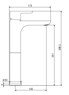 Rubinetto per Lavabo alto con piletta click-clack MIXTECH.mod ONDA