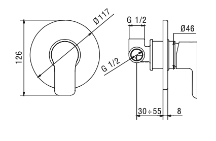 Miscelatore Incasso doccia MIXTECH.mod ONDA