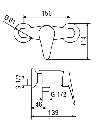 Miscelatore doccia senza accessori MIXTECH.mod LEVANTE