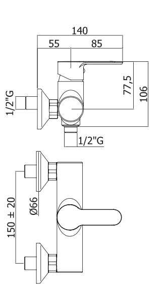 Miscelatore doccia senza accessori PAFFONI.mod BLU